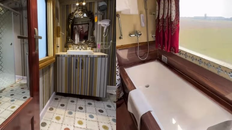 Watch: From Marble Flooring To Bathtub, Inside The Stunning Washroom Of India's Most Luxurious Train