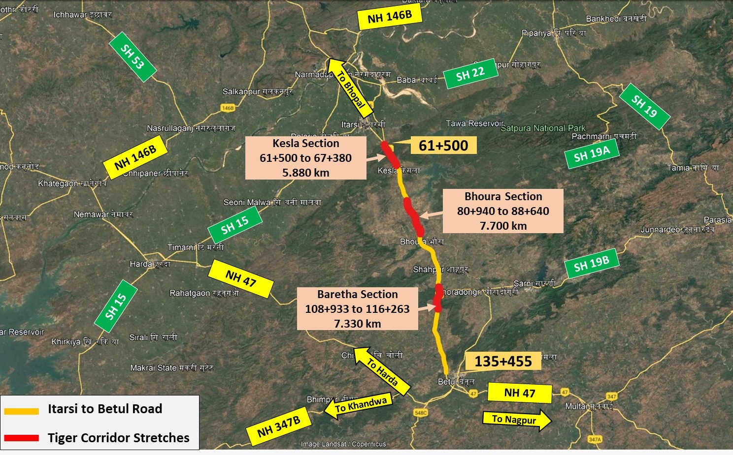 NHAI NH 46 Tiger Corridor Project: टाइगर कॉरिडोर का मैप