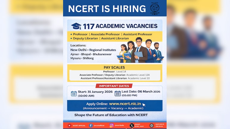 NCERT Recruitment 2026: 117 Academic Vacancies Open, Apply Online By This Date