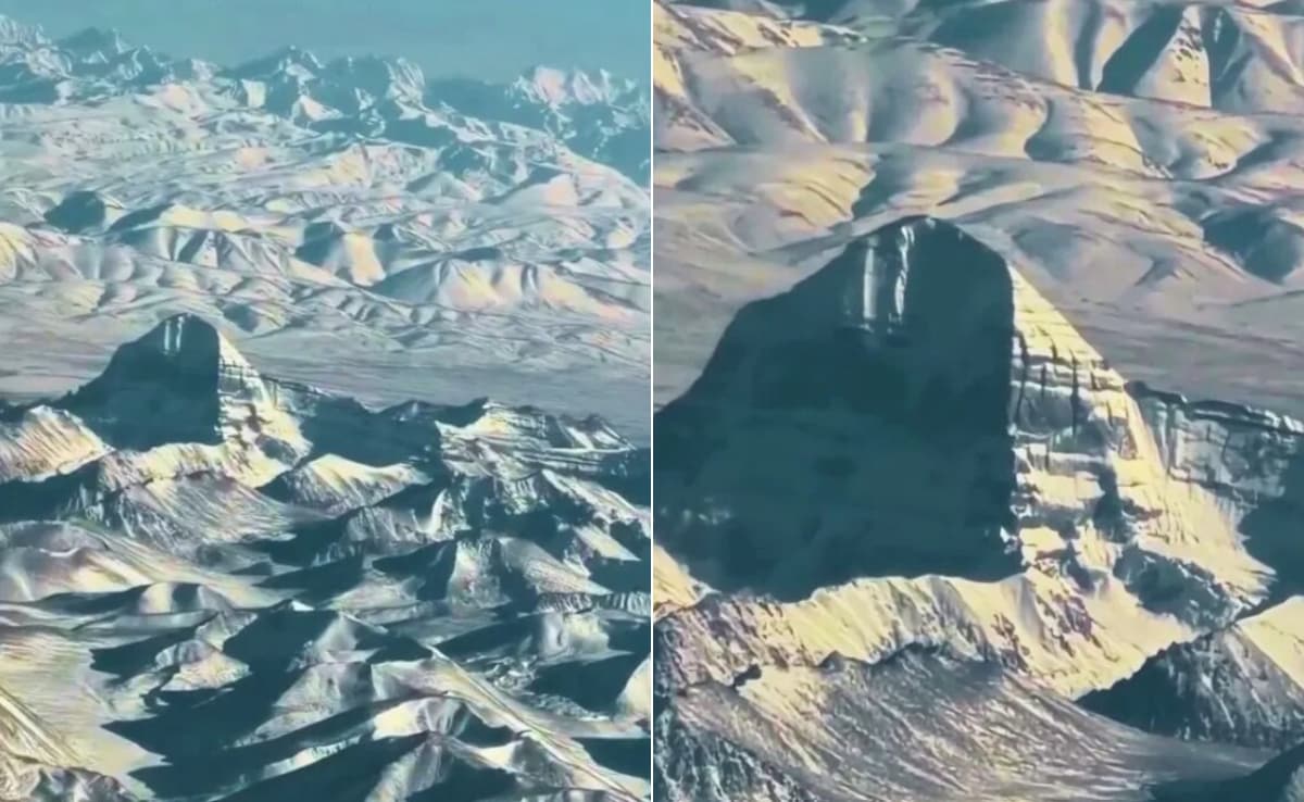 कैलाश पर्वत का ऐसा रूप पहले नहीं देखा होगा! प्लेन से दिखा 'शिव धाम' का सबसे दुर्लभ नजारा