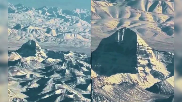कैलाश पर्वत का ऐसा रूप पहले नहीं देखा होगा! प्लेन से दिखा 'शिव धाम' का सबसे दुर्लभ नजारा