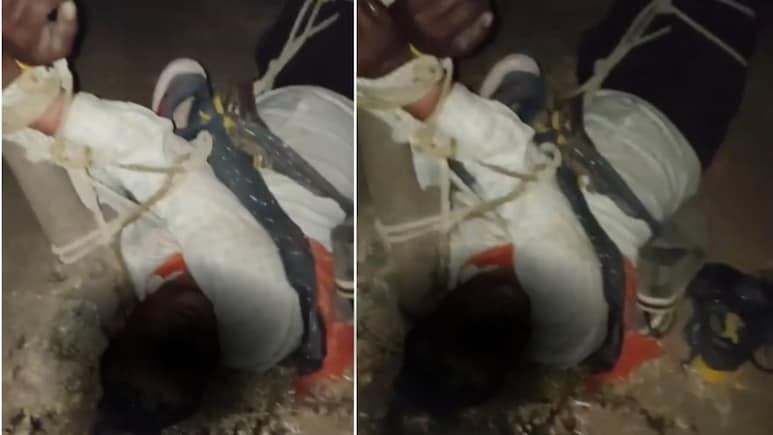 नीमच में युवक को पेड़ से बांधकर पीटा, काटी उसकी मूंछें-भौंहे, पहनाई जूतों की माला; महिला के साथ छेड़छाड़ का है आरोप