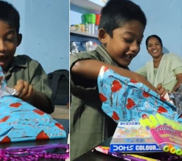 गिफ्ट खोलते ही खुशी से नाचने लगा बच्चा, 5 साल के मासूम की खुशी ने जीता दिल,  Video देख याद आ जाएगा बचपन