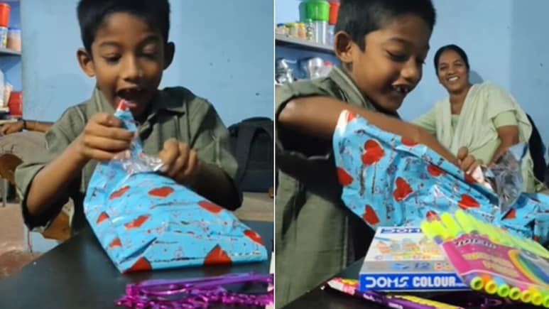 गिफ्ट खोलते ही खुशी से नाचने लगा बच्चा, 5 साल के मासूम की खुशी ने जीता दिल,  Video देख याद आ जाएगा बचपन