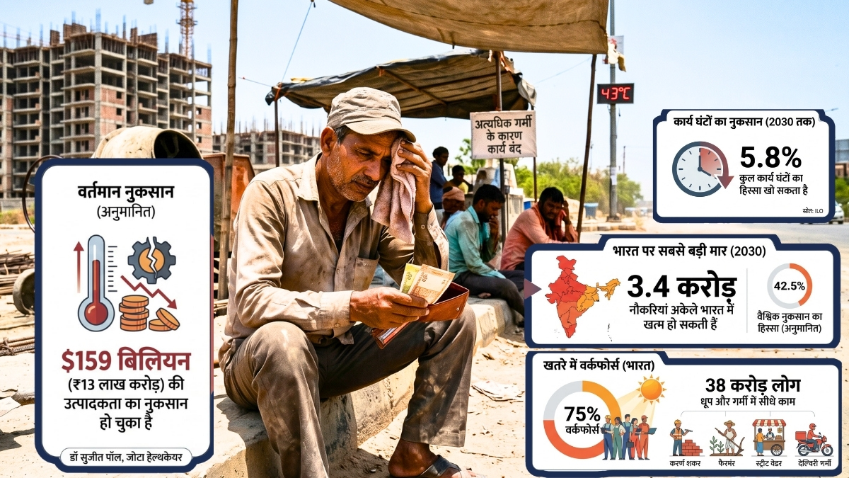 गर्मी बढ़ा रही बेरोजगारी! 3.4 करोड़ नौकरियों पर खतरा, 100 रुपये में सीधे 40 का नुकसान