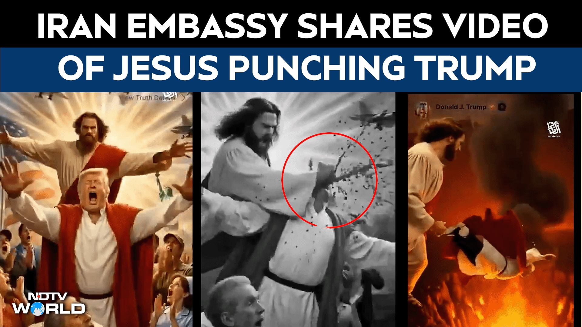 Trump Viral Video: Iran Embassy Shares Video of Jesus Punching Trump Amid AI Image Row