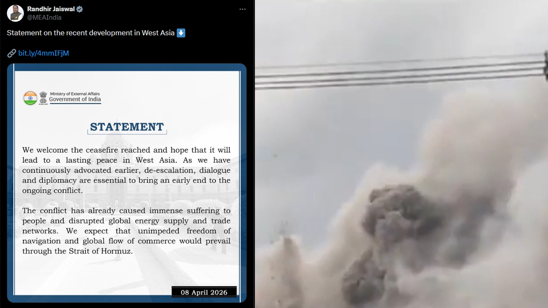 India Welcomes Ceasefire, Hopes For A Lasting Peace In West Asia