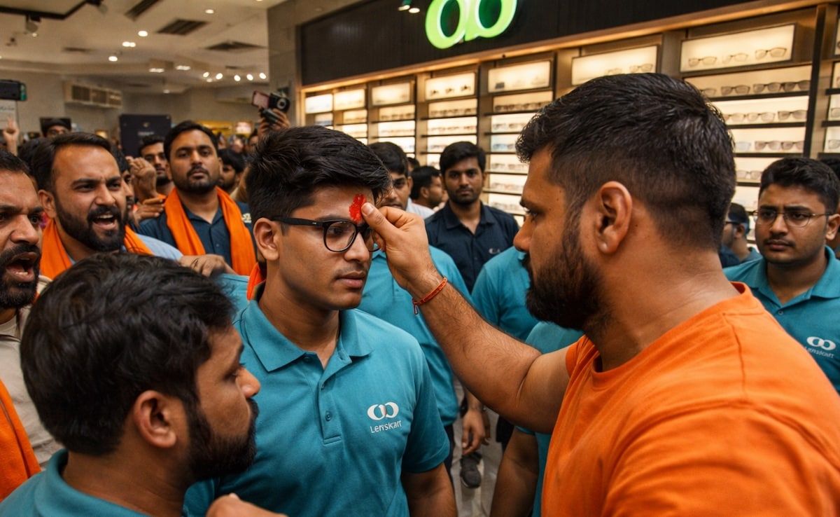 lenskart controversy:  अब सूरत में Lenskart कंपनी की ड्रेस कोड पर बजरंग दल का बवाल, स्टोर में घुसकर कर्मचारियों के माथे पर लगाया तिलक