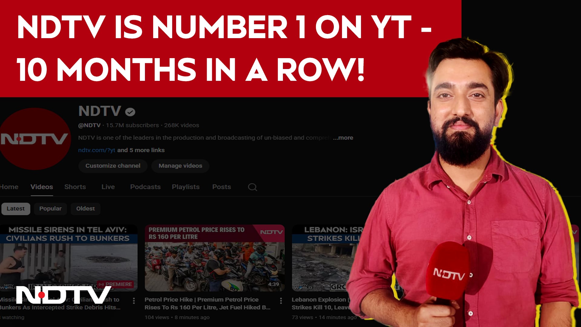 NDTV 24x7 Is India's Most-Watched National Broadcaster On YouTube For 10 Months-In-A-Row