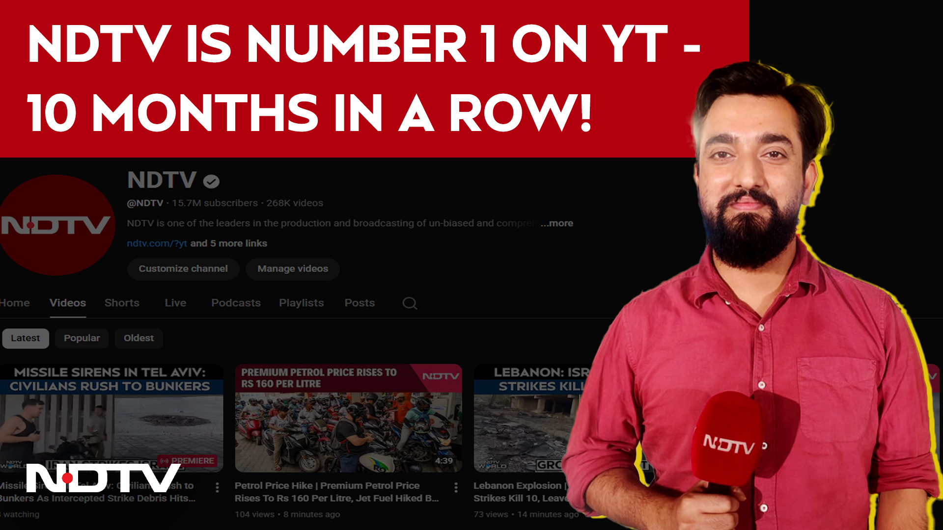 NDTV 24x7 Is India's Most-Watched National Broadcaster On YouTube For 10 Months-In-A-Row