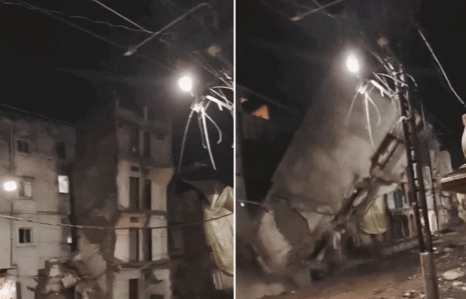 VIDEO: उज्जैन में तीन मंजिला मकान भरभराकर गिरा, सड़क चौड़ीकरण की खुदाई बनी हादसे की वजह