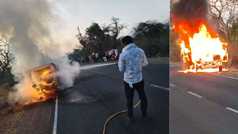 झालावाड़ में चलती गाड़ी बनी आग का गोला, झिरनिया घाटी में धू-धू कर जली बोलेरो, ड्राइवर ने कूदकर बचाई जान