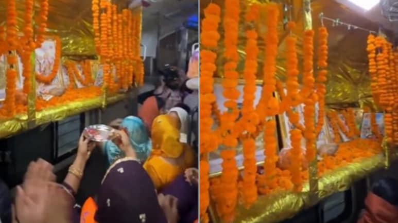 चलती ट्रेन में यात्रियों ने की आरती, रेल के डिब्बे को बना दिया मंदिर, लोग बोले- पूजा या नियमों का उल्लंघन?