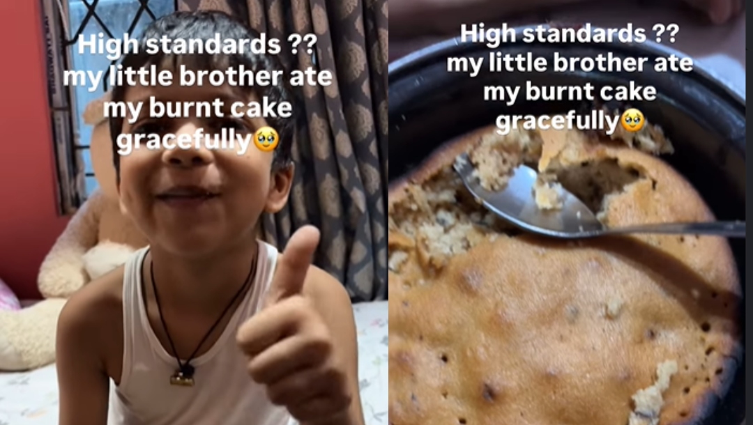 This Little Boy's Reaction To His Sister's Burnt Cake Is Melting Hearts Online
