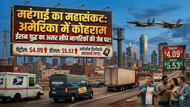 ईरान से जंग के बीच अमेरिका में महंगाई से कोहराम, पेट्रोल-डीजल महंगा, डाक-कूरियर पर एक्&zwj;सट्रा चार्ज, एयर टिकटों के भी बढ़ गए दाम