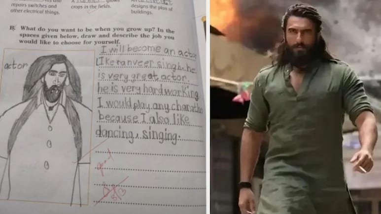 बच्चे ने स्कूल असाइनमेंट में बनाया रणवीर सिंह का धुरंधर 2 लुक वाला स्केच, इंटरनेट पर हुआ वायरल