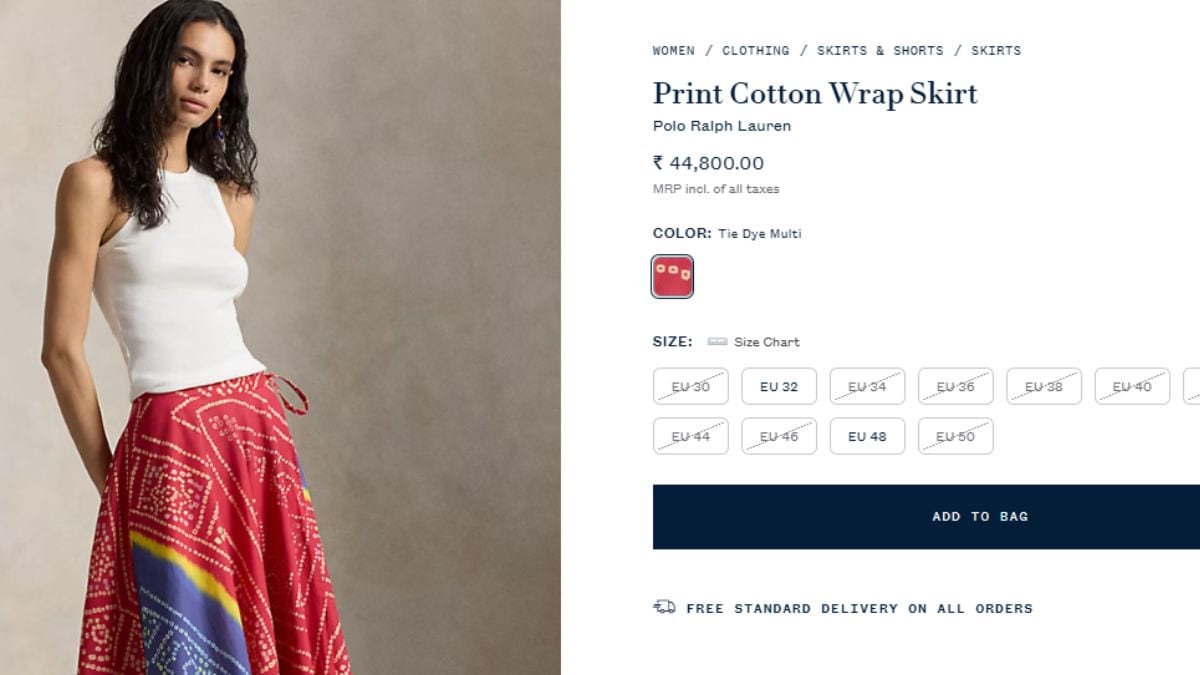 Ralph Laurens Bandhani skirt is priced at Rs 44,800. Photo: Ralph Lauren