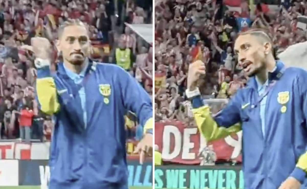Youre Going Home Next Round: Injured Raphinha Caught Fuming At Atletico Madrid Fans After Barcelonas Champions League Exit