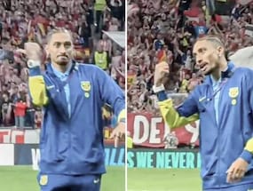 Youre Going Home Next Round: Injured Raphinha Caught Fuming At Atletico Madrid Fans After Barcelonas Champions League Exit