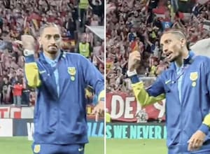 Youre Going Home Next Round: Injured Raphinha Caught Fuming At Atletico Madrid Fans After Barcelonas Champions League Exit