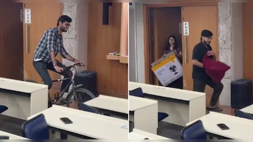 बाल्टी में बुक्स और क्लास में साइकिल! IIT बॉम्बे के स्टूडेंट्स का 'No Bag Day' वायरल