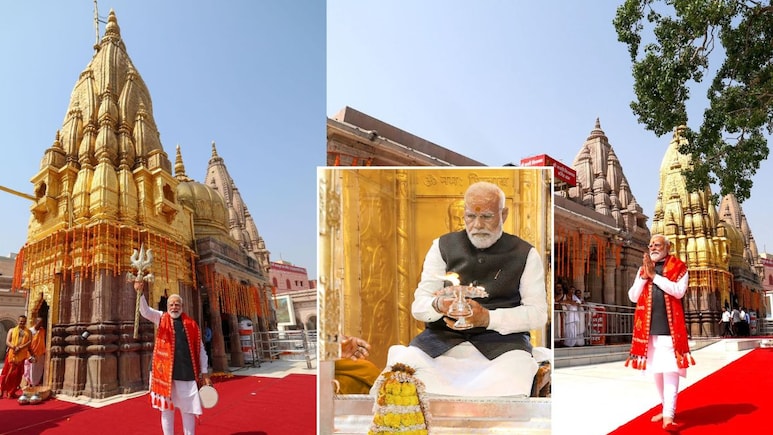 काशी विश्वनाथ मंदिर में पूजा, माथे पर त्रिपुंड, हाथों में त्रिशूल-डमरू.. पीएम मोदी की तस्वीरें