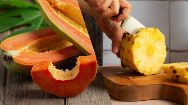 Papaya and pineapple are summer fruit that can ease bloating but their dose matters