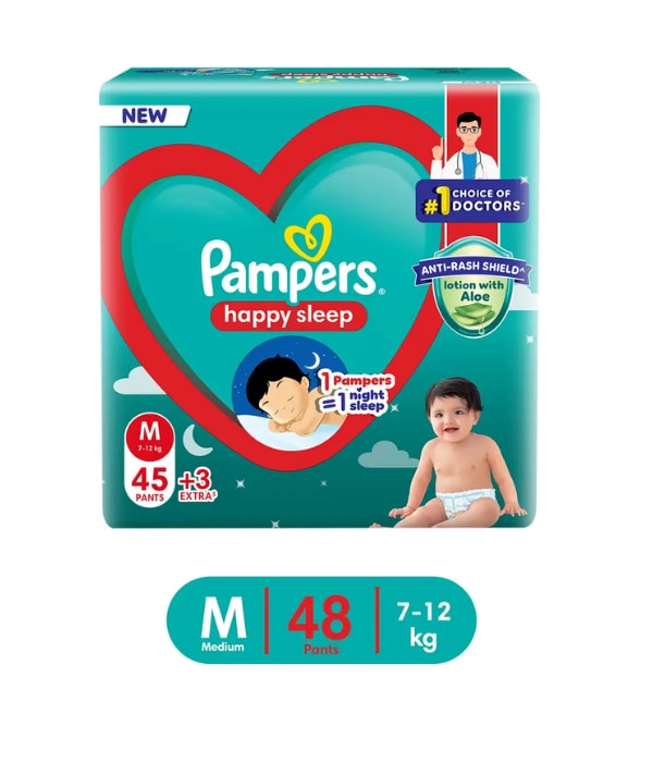 Click here to buy: Pampers Happy Sleep Pant Style Baby Diaper