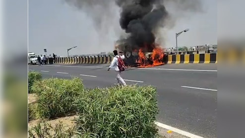 टोंक: भीषण सड़क हादसा, करोड़ों का कैश लेकर जा रही HDFC बैंक की गाड़ी बनी आग का गोला
