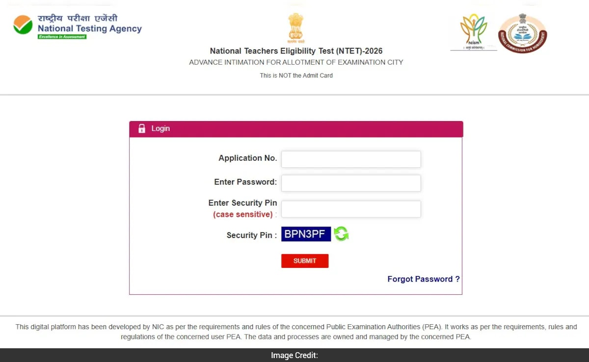 NTA National Teachers Eligibility Test City Slip Released, Download Directly Here