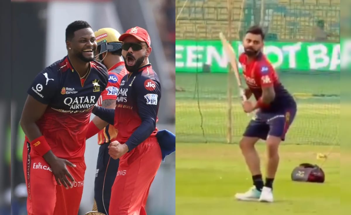 Watch: Virat Kohli Imitates RCB Powerhitter Romario Shepherds Batting Style, Hilarious Video Goes Viral