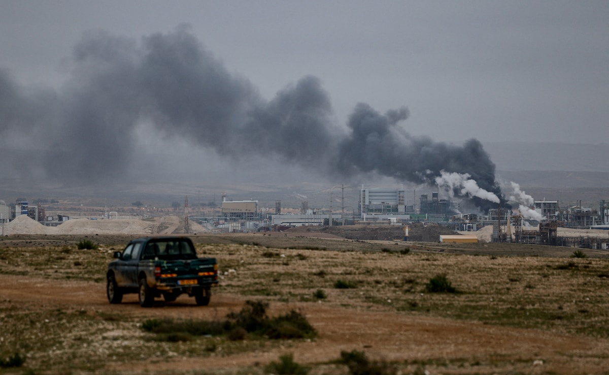Smoke rises following an Iranian missile strike in Southern Israel