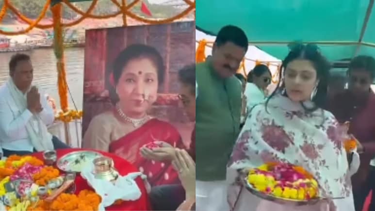 Video: Zanai Bhosle Cries Inconsolably During Asha Bhosle's <i>Asthi Visarjan</i> Rituals