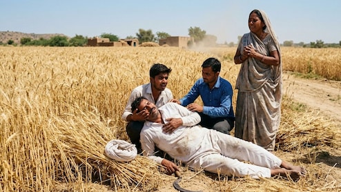 Rajasthan: खेत में गेहूं की कटाई करते समय किसान को आया हार्ट अटैक, 4 बच्चों के सिर से उठा पिता का साया