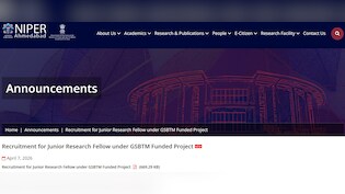 राष्ट्रीय औषध शिक्षा एवं अनुसंधान संस्थान ने जूनियर रिसर्च फेलो पदों पर निकाली भर्ती, तुरंत कर दें आवेदन