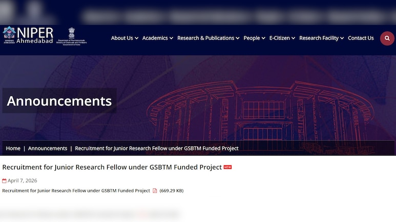 राष्ट्रीय औषध शिक्षा एवं अनुसंधान संस्थान ने जूनियर रिसर्च फेलो पदों पर निकाली भर्ती, तुरंत कर दें आवेदन