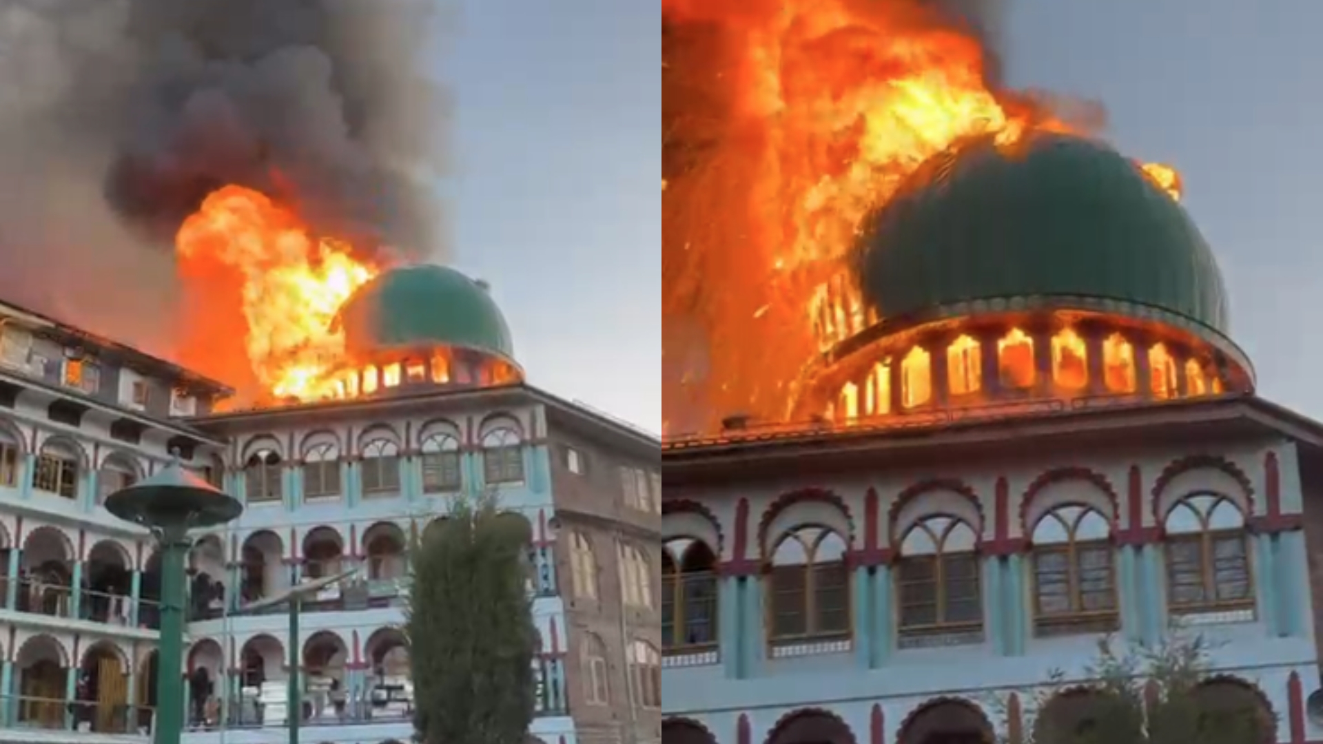 On Camera, Flames Leap Into The Air As Fire Breaks Out In Srinagar Mosque