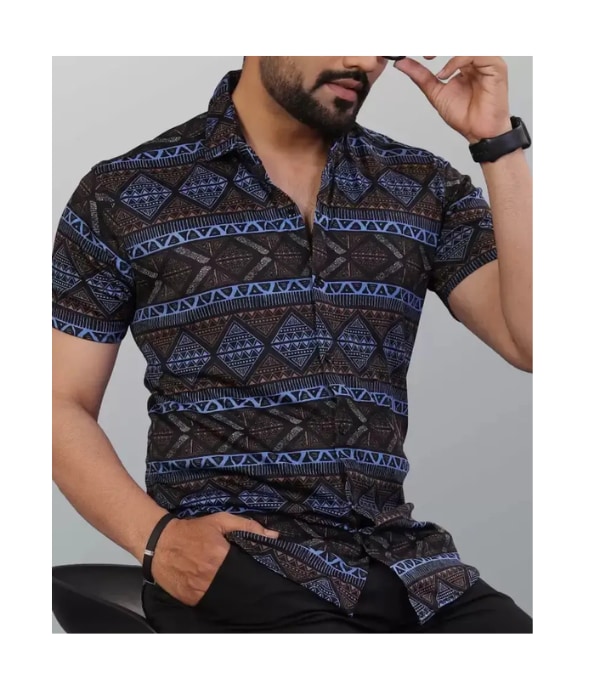 Click here to buy: DADA IMPEX Men Printed Casual Dark Blue Shirt