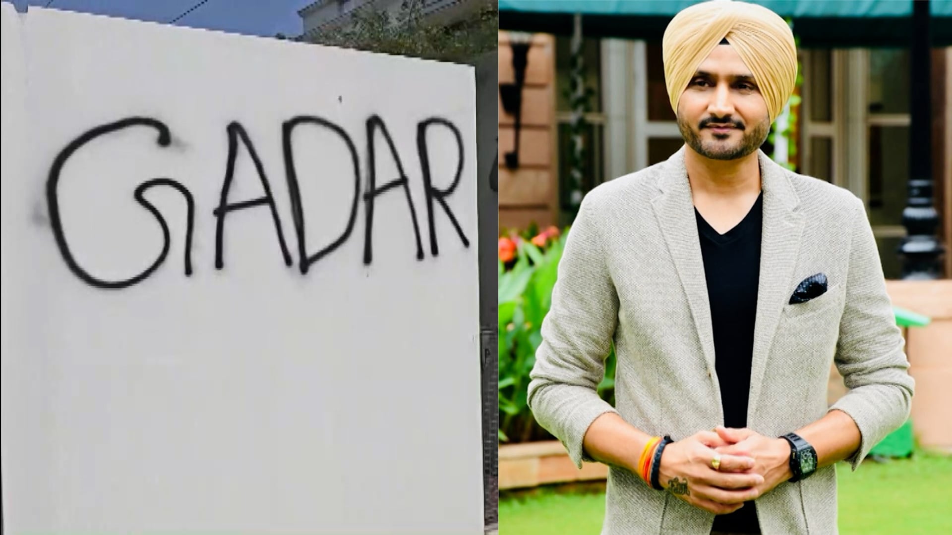 AAP Workers Protest in Jalandhar! Graffiti Outside Harbhajan Singh's Residence