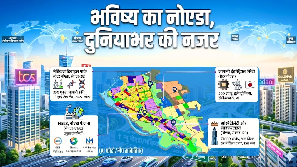 नोएडा@50: 1,000 करोड़ का ताज, MNCs, जापानी सिटी, US-दुबई की नजर! न्&zwj;यू नोएडा में किधर आने वाली हैं कौन-सी कंपनियां?