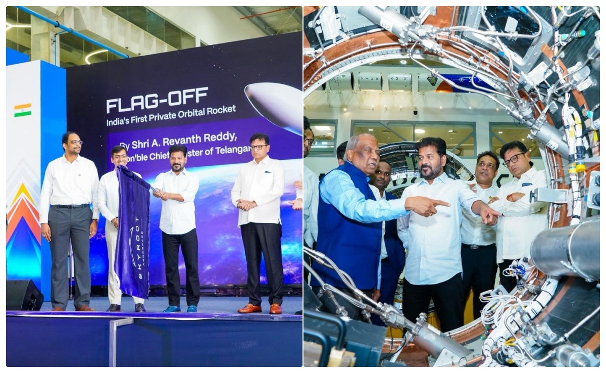 तेलंगाना CM रेवंत रेड्डी ने स्काईरूट एयरोस्पेस के विक्रम-1 रॉकेट को दिखाई हरी झंडी, प्रक्षेपण स्थल पहुंचा