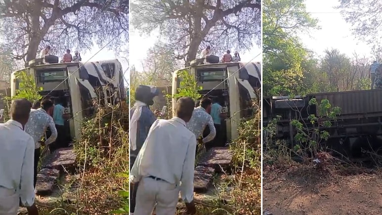 टीकमगढ़ में भीषण हादसा: इंदौर से आ रही यात्री बस पलटी, अफरा-तफरी का माहौल; एक दर्जन लोग घायल