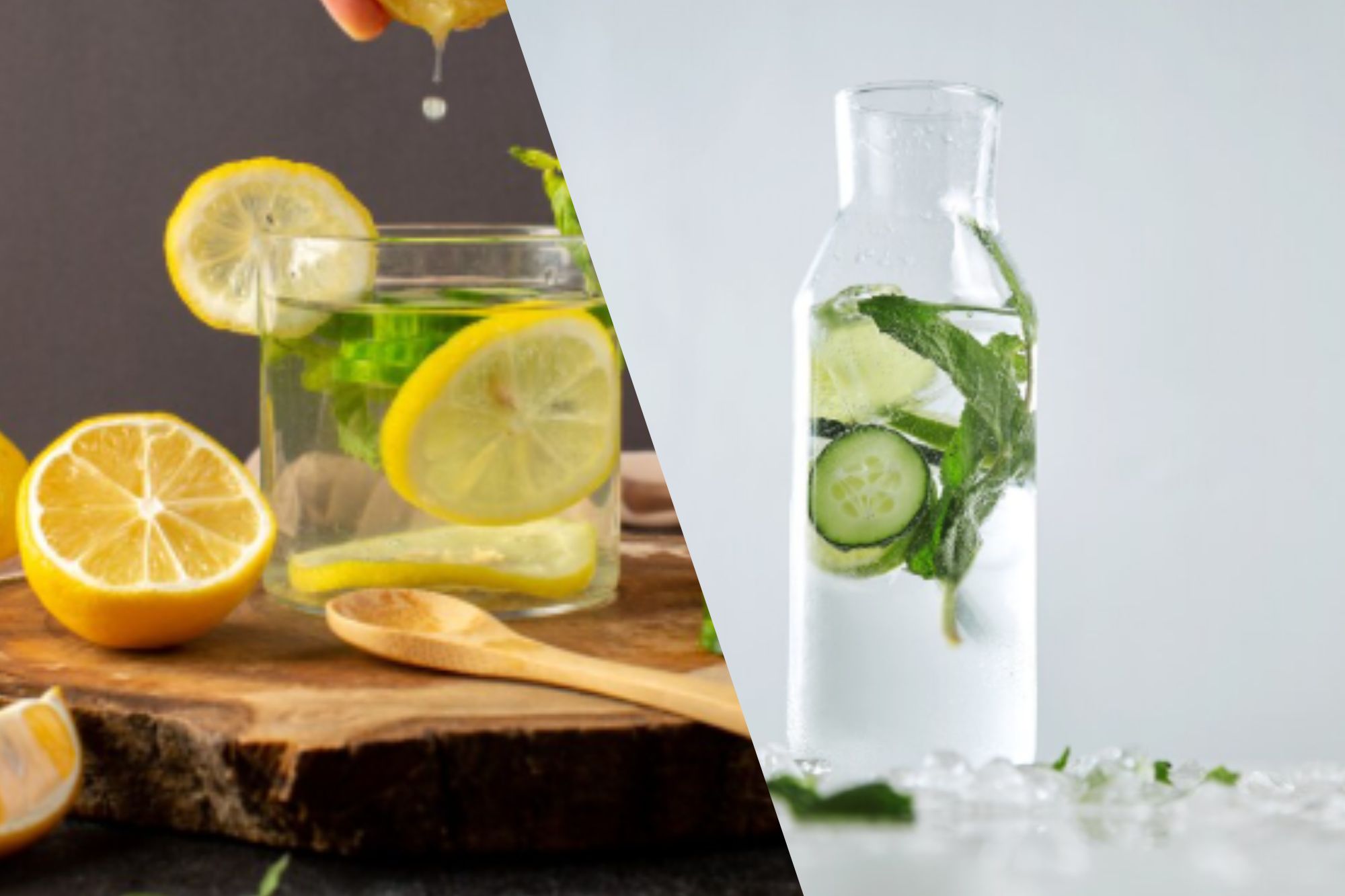 Lemon water and cucumber water are both summer hydrating drinks that can help to beat the summer heat
