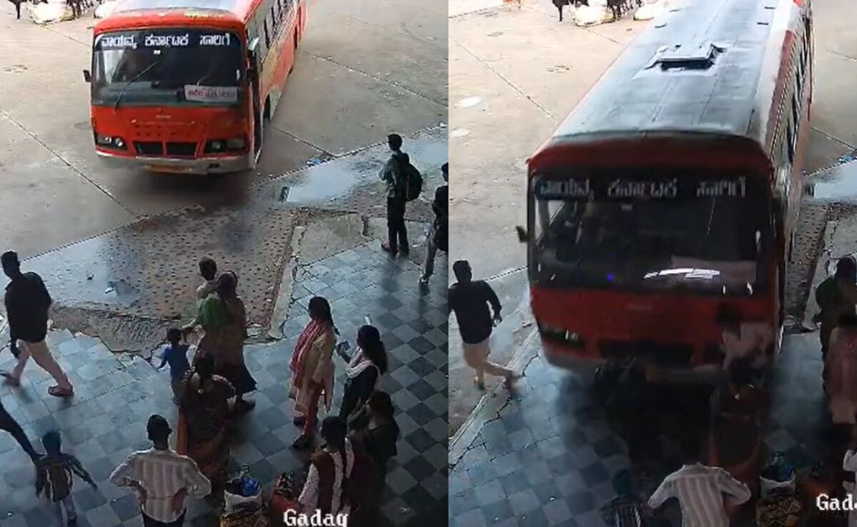 प्लेटफॉर्म पर खड़े थे यात्री, तभी तेज रफ्तार बस ने मारी टक्कर... CCTV में कैद हुआ दिल दहला देने वाला हादसा