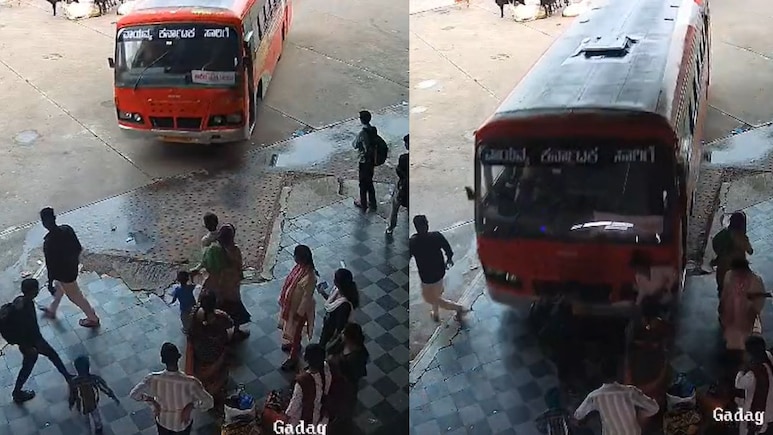 प्लेटफॉर्म पर खड़े थे यात्री, तभी तेज रफ्तार बस ने मारी टक्कर... CCTV में कैद हुआ दिल दहला देने वाला हादसा