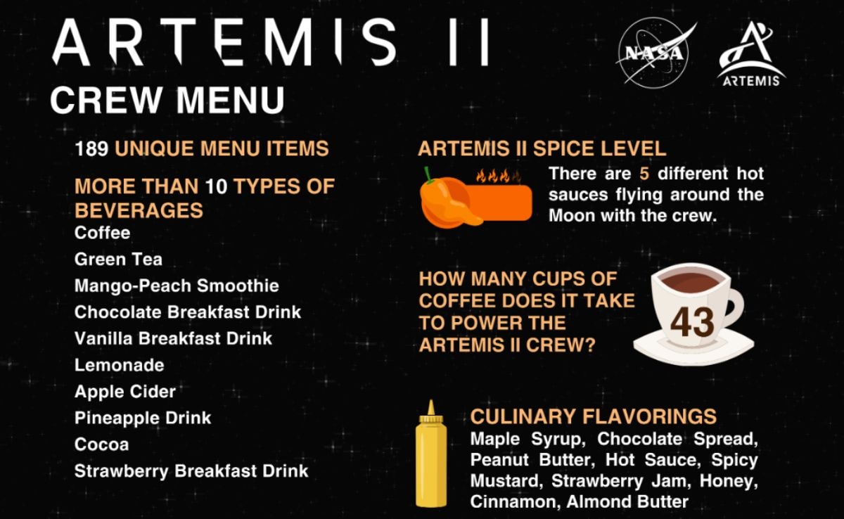 What Is On NASA's Artemis II Menu: Full List Of 189 Items, From Lemonade To Cake