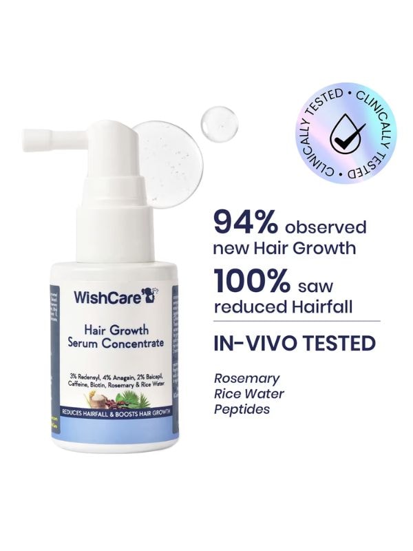 Click here to buy WishCare Hair Growth Serum Concentrate In-Vivo Tested Redensy Anagain Keratin & Rice Water