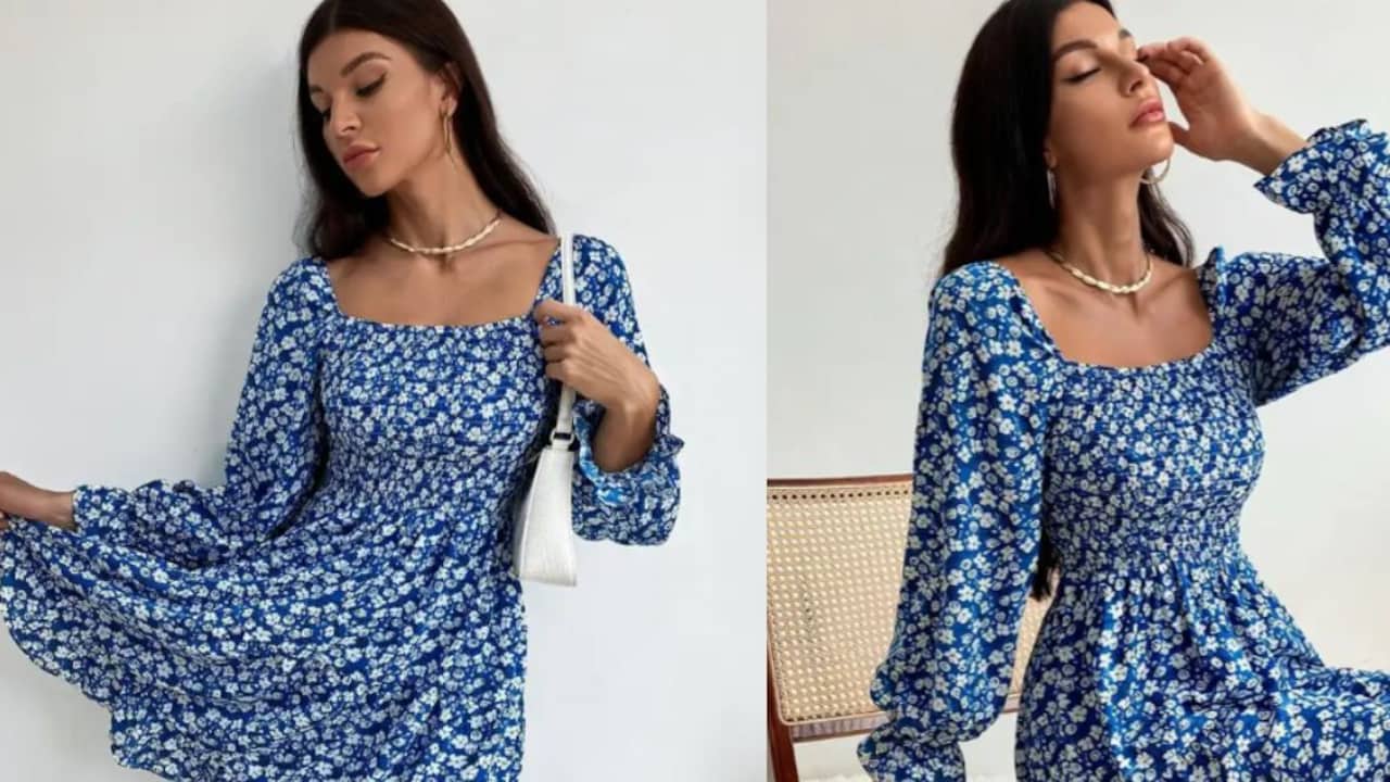 Click to buy Sheetal Associates Women Fit and Flare Blue Dress