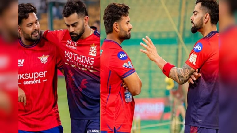 RCB vs LSG: मैच से पहले विराट- पंती.. विराट कोहली से मिले ऋषभ पंत, गुरु मंत्र लेते दिखे LSG कप्तान