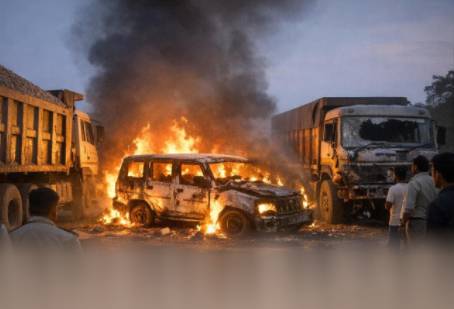 मिर्जापुर रीवा राष्ट्रीय राजमार्ग में बड़ा हादसा, 6 से अधिक लोगों की जलकर दर्दनाक मौत